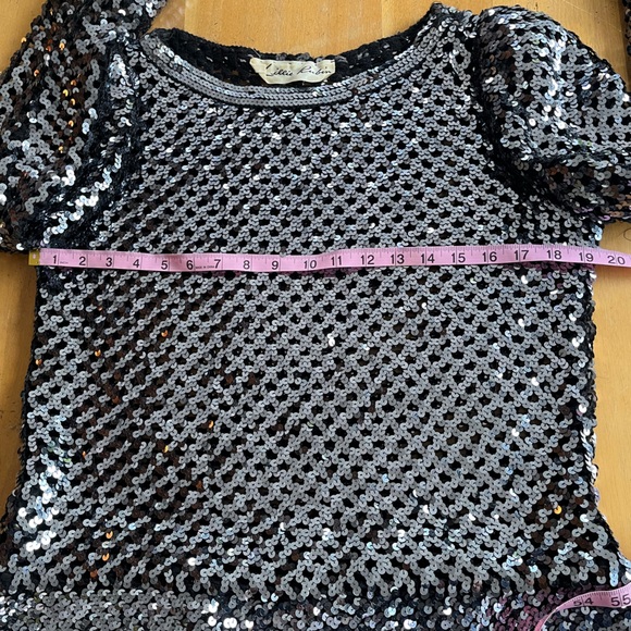 Vintage Lillie Rubin Sequin Sweater Black Knit Checkerboard Cutout Crochet ILGWU - Picture 15 of 17